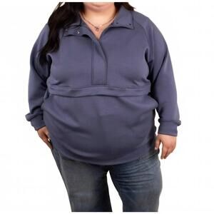 NEW MICHELLE MAE crisp air scuba halfzip sweatshirt in slate blue